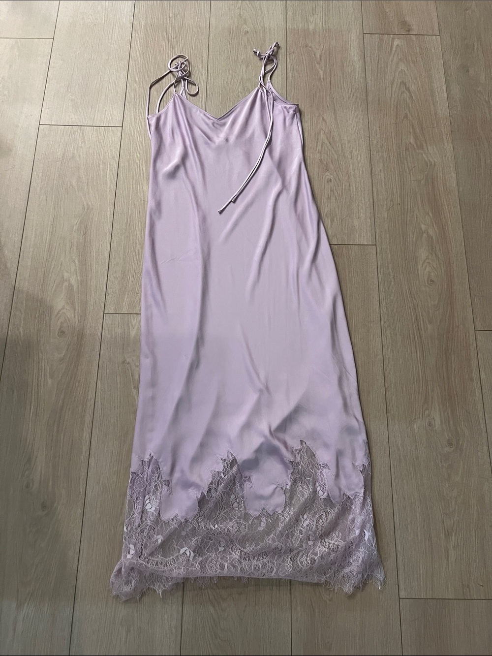Gianni Bini Lilac Slip Maxi Dress with Lace Hem